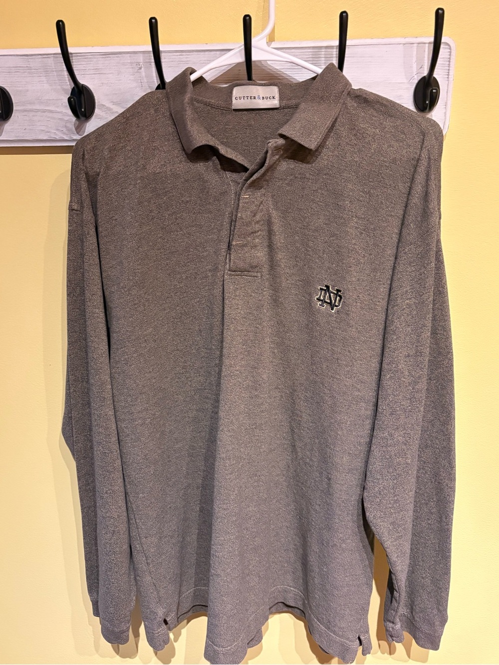 Cutter & Buck Long-Sleeve Polo in Heather Gray with Embroidered Logo